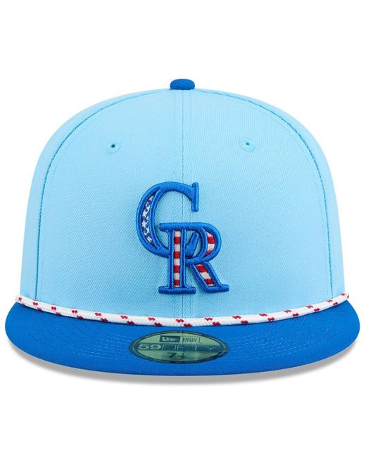 KTZ Light Blue/blue Los Angeles Dodgers 2025 Fourth Of July 59fifty Fitted Hat for men