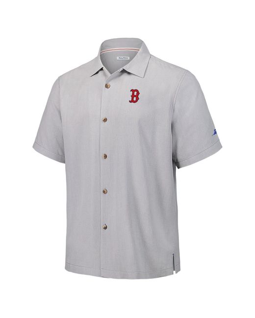 Tommy Bahama Gray Boston Red Sox Hit And Run Silk Camp Button-up Shirt for men