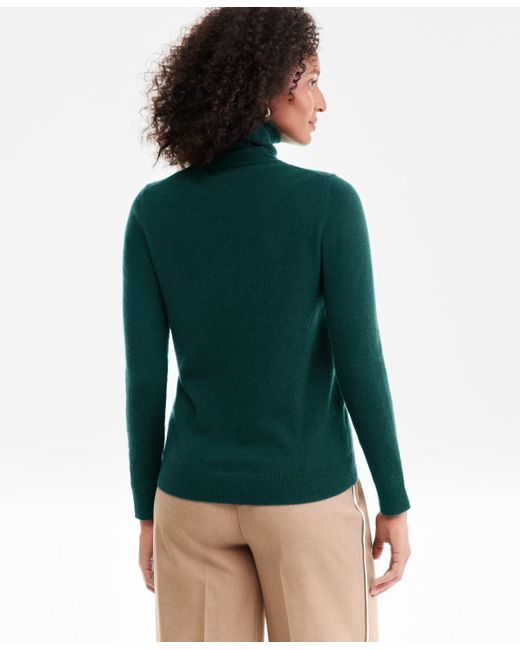 Charter Club Green 100% Cashmere Turtleneck Sweater