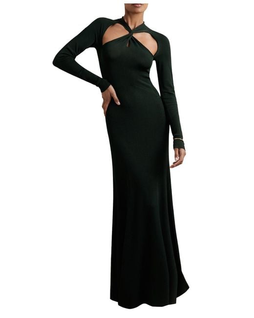 Reiss Black Cut-out Knitted Maxi Dress