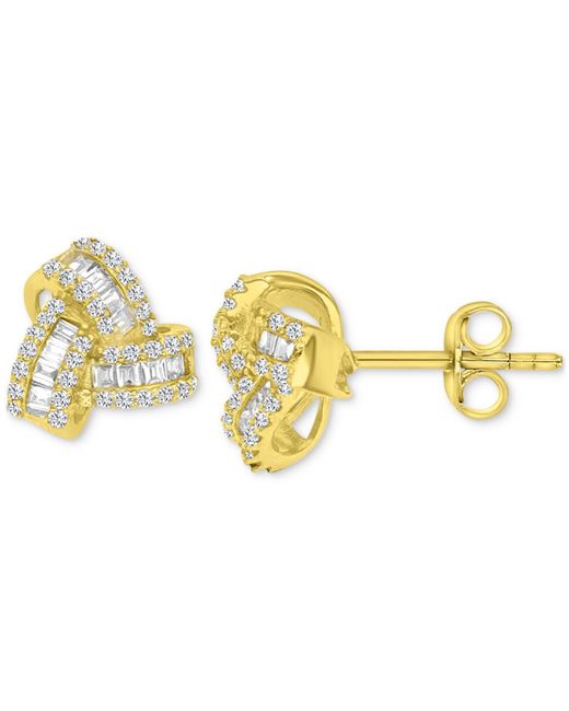 Macy's Metallic 2-pc. Set Cubic Zirconia Round & Baguette Love Knot Pendant Necklace & Coordinating Stud Earrings