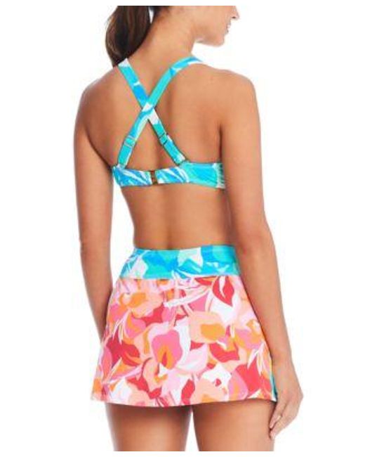 Bleu Rod Beattie Blue Twist Front Bikini Top High Waist Skirted Bottoms