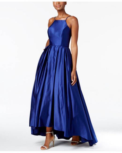 Betsy & Adam High-low Satin Gown in Blue | Lyst