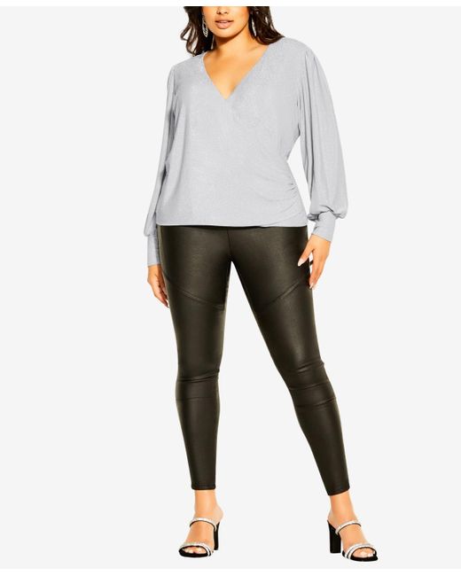 City Chic Gray Trendy Plus Size Glowing Top