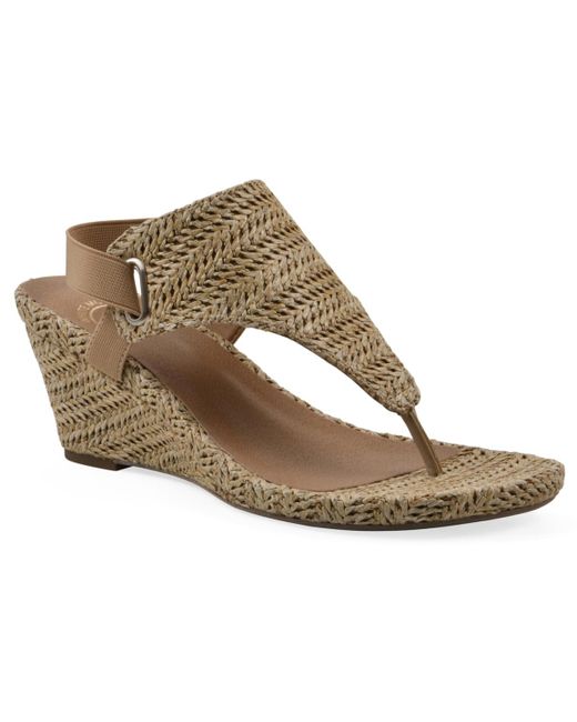 White Mountain Metallic All Dres Round Toe Wedge Sandals