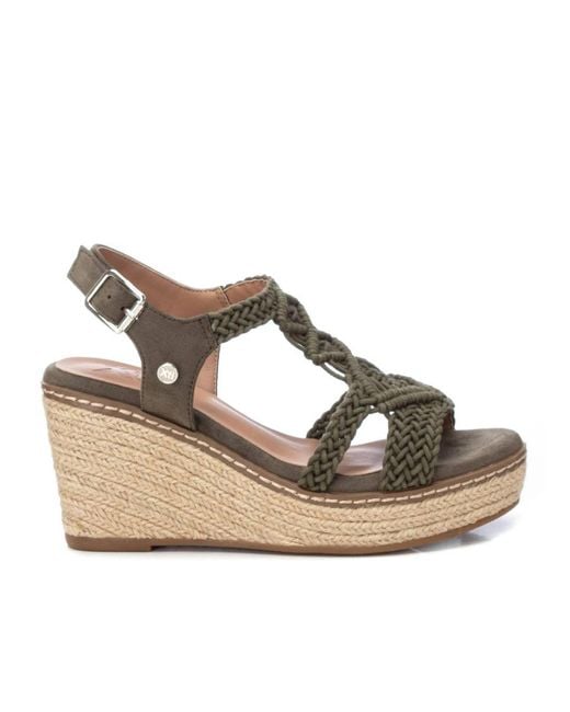 Xti Brown Jute Wedge Sandals By