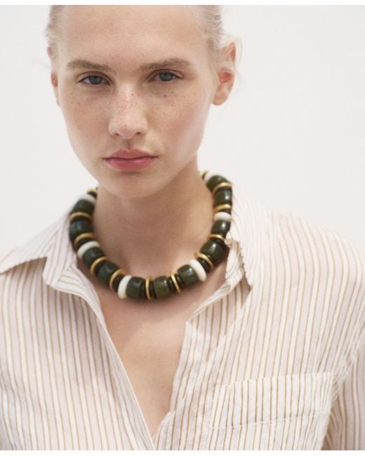 Mango White Semi-transparent Striped Shirt