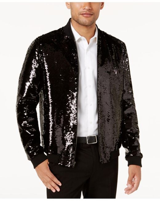INC International Concepts Black Sequin Bomber Jacket, Created For Macy's for men