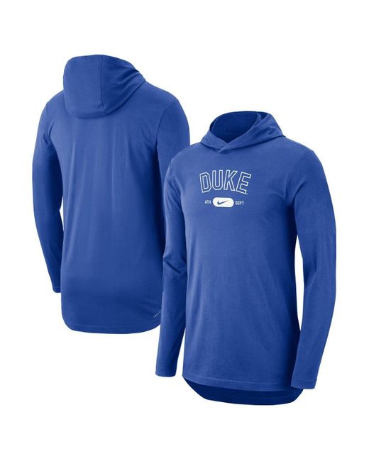 Nike Royal Duke Blue Devils Campus Performance Tri-blend Long Sleeve Hoodie T-shirt for men