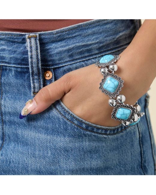Jessica Simpson Blue And Silver Stretch Bracelet