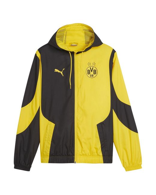 PUMA Yellow Borussia Dortmund 2023/24 Pre-match Full-zip Hoodie Jacket for men