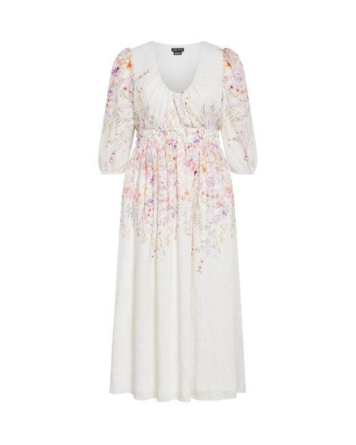 City Chic White Plus Size Keyla Print Maxi Dress
