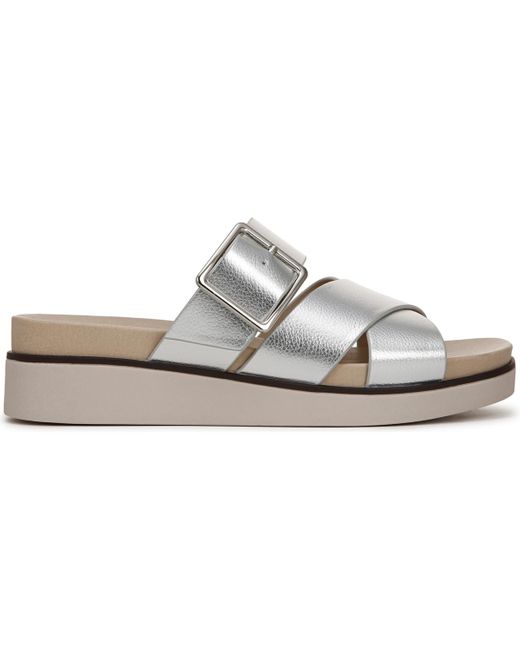 LifeStride White Getaway Open Square Toe Platform Slide Sandals