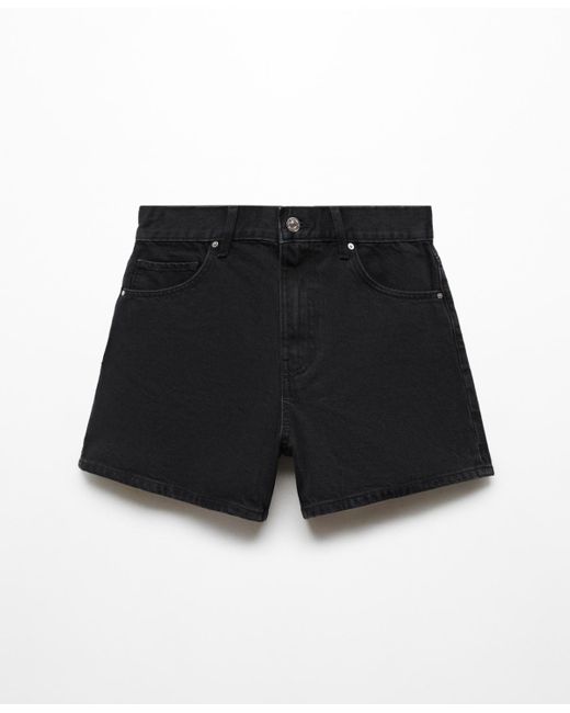Mango Black High-rise Denim Shorts