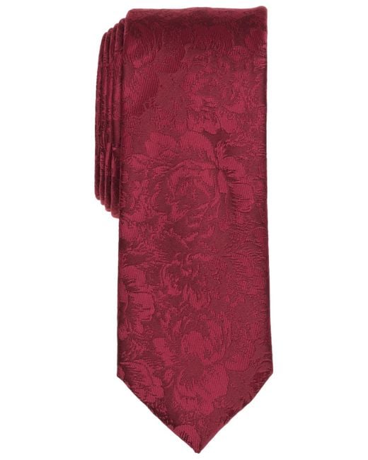 BarIII Red Kingston Tonal Floral Tie for men