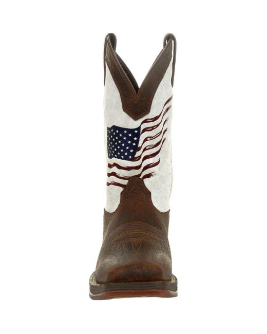 Durango Brown Rebel By Distressed Flag Embroidery Western Boot for men