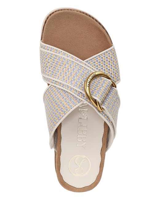 Sam & Libby White Ander Slide Round Toe Sandals