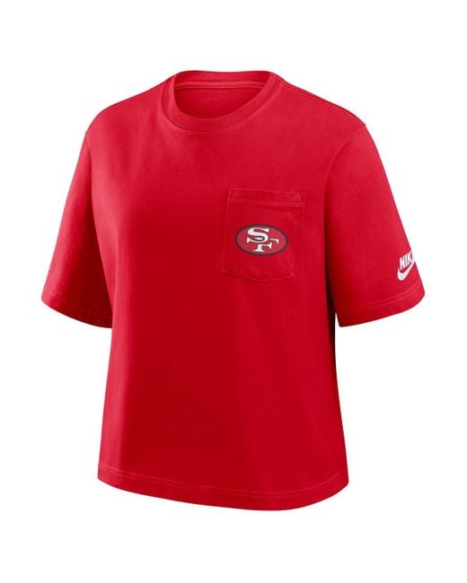 Nike Red San Francisco 49ers Rewind Pocket Boxy T-shirt