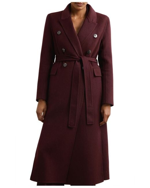 Reiss Purple Double-breasted Blindseam Wool-blend Coat