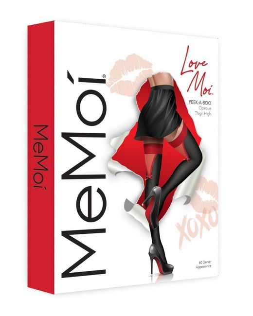 Memoi Black Opaque Thigh High Stockings