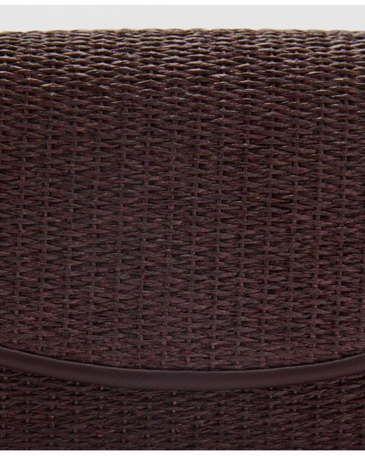 Mango Brown Flap Raffia Shoulder Bag