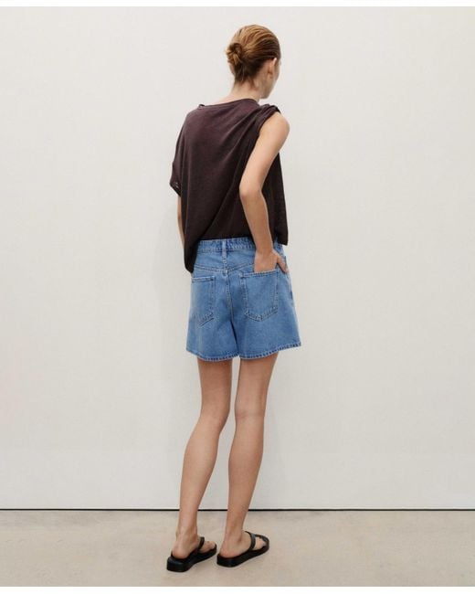 Mango Blue High-rise Denim Shorts