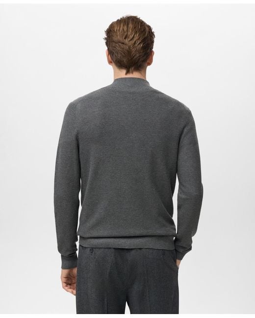 Mango Gray Structured Perkins-neck Sweater for men