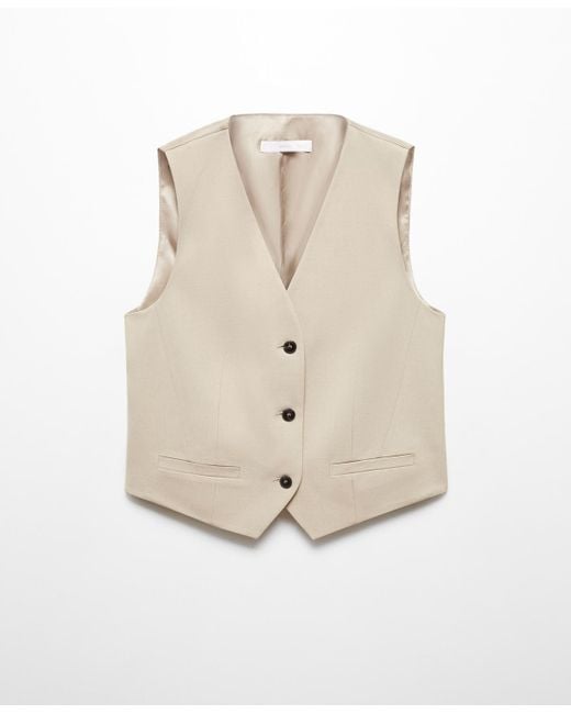 Mango Natural Buttons Detail Suit Vest