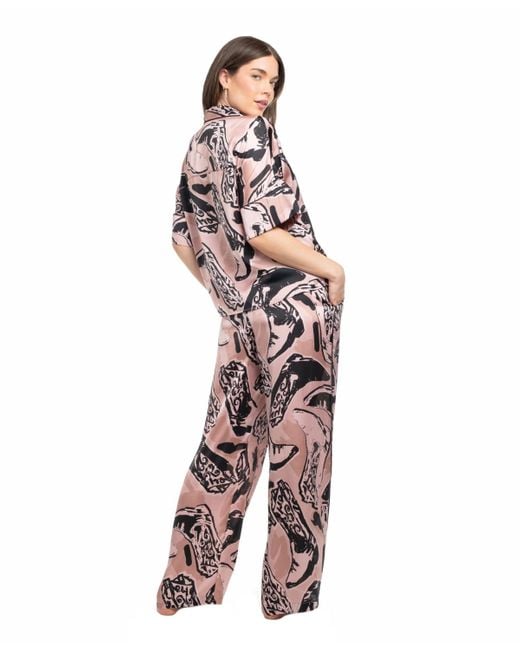 MIDNIGHT BAKERY White 2-piece Printed Top And Pants Pajama Set