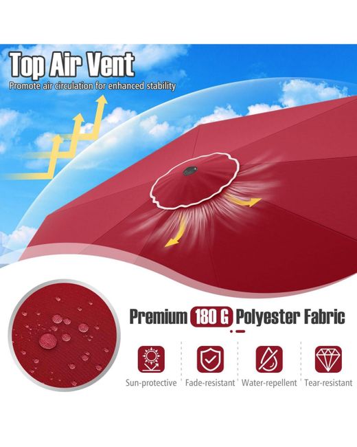 Mecale Red 10 Feet Patio Umbrella Outdoor Market Umbrella
