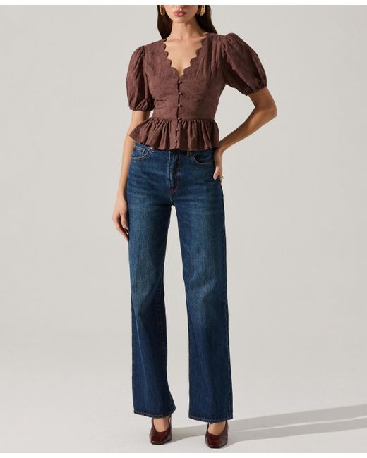 Astr Blue Arely V-neck Top