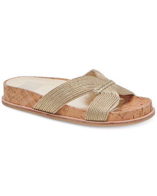 Dolce Vita Selda Raffia Slide Footbed Sandals in White | Lyst