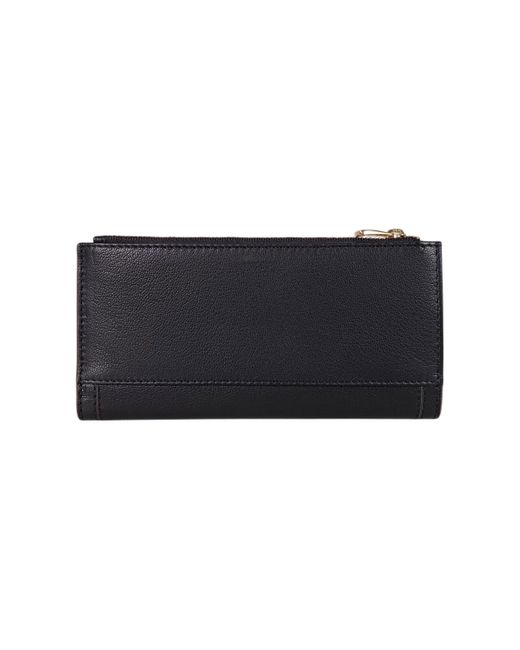 Lodis Black Deluxe Leather Zip Around Wallet