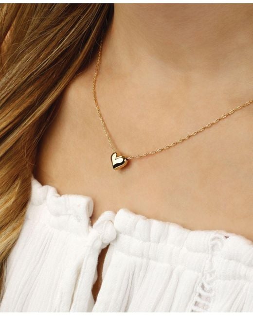 Macy S Puffed Heart Necklace Set In 14k Yellow Gold In Metallic Lyst Canada
