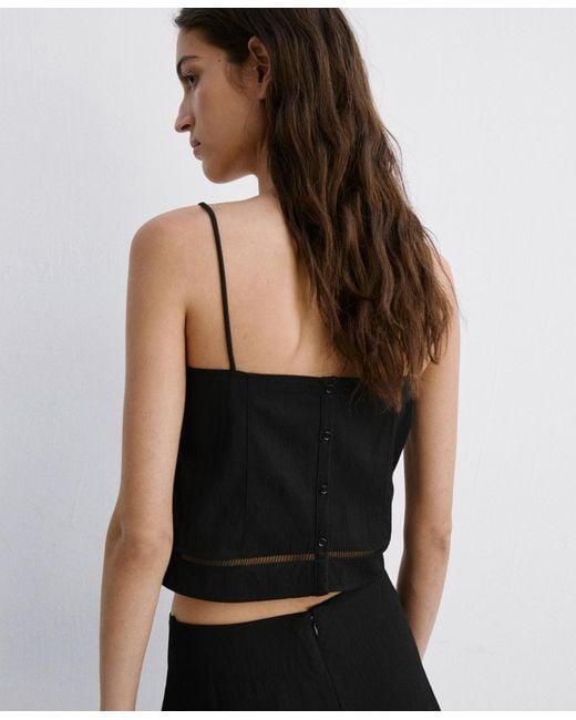 Mango White Straps And Buttons Top