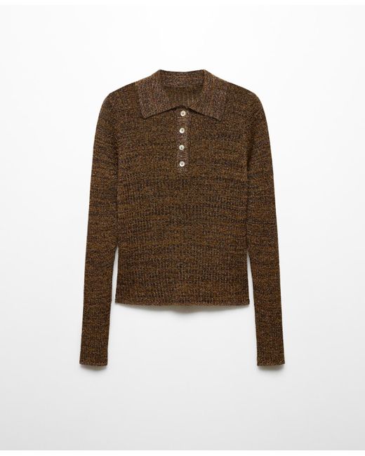 Mango Black Short-sleeved Lurex Sweater