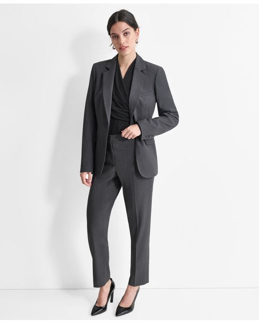 DKNY Gray Notch-lapel Button-front Long-sleeve Jacket