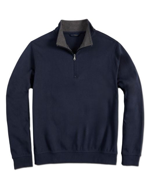 Scott Barber Blue Pima Interlock Zip Mock for men