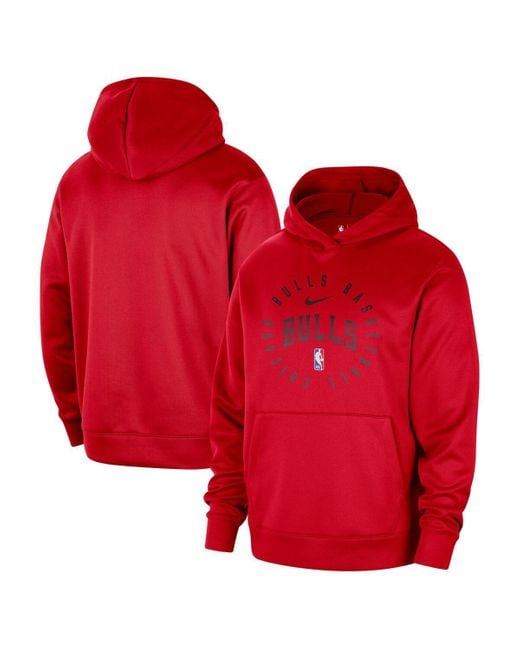 Nike Red Chicago Bulls 2024/25 Spotlight On-court Practice Performance Pullover Hoodie for men