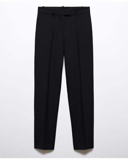 Mango Wool Suit Straight Trousers in Black Lyst