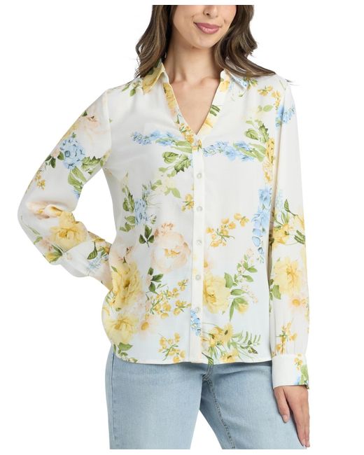 Bcx Multicolor Printed Button-up Top
