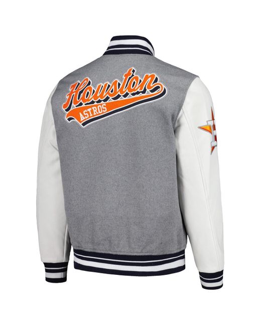 Pro Standard Gray Houston Astros Script Tail Wool Full-zip Varity Jacket for men