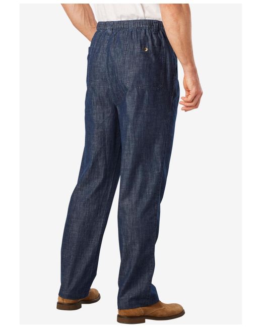 Kingsize Natural Big & Tall Knockarounds Full-elastic Waist Pleated Pants for men
