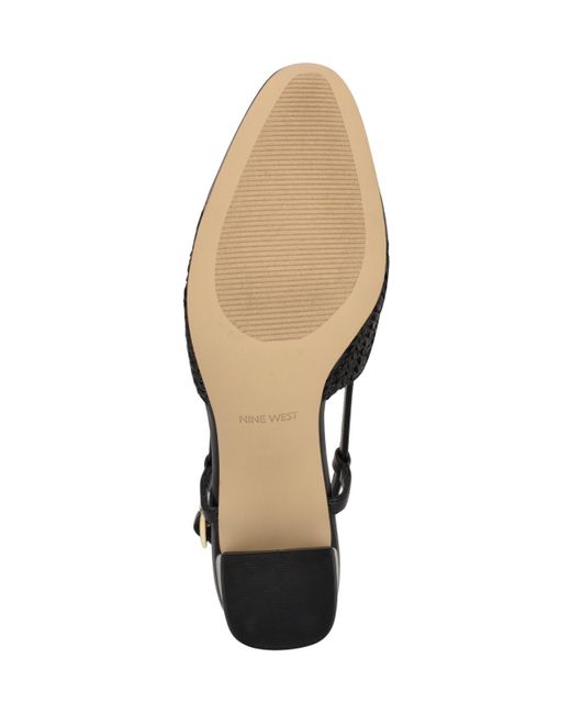 Nine West Black Unda Slingback Block Heel Pumps