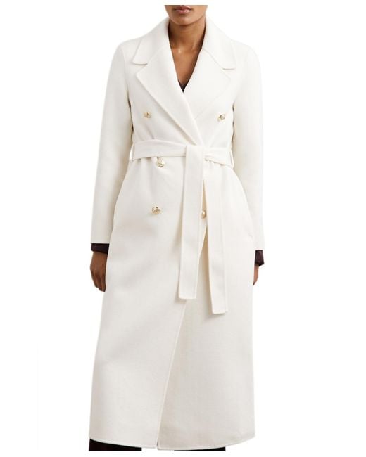 Reiss White Double-breasted Blindseam Wool-blend Coat