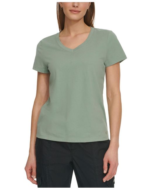 DKNY Green Sport V-neck Short-sleeve T-shirt