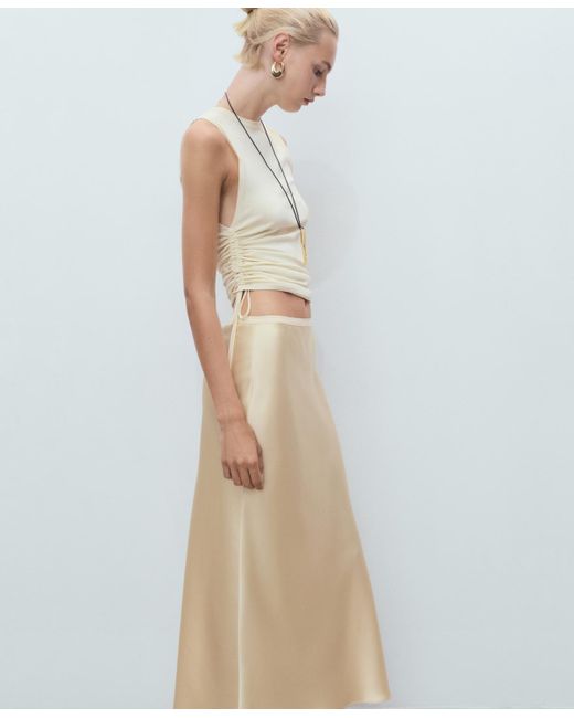 Mango Natural Midi Satin Skirt