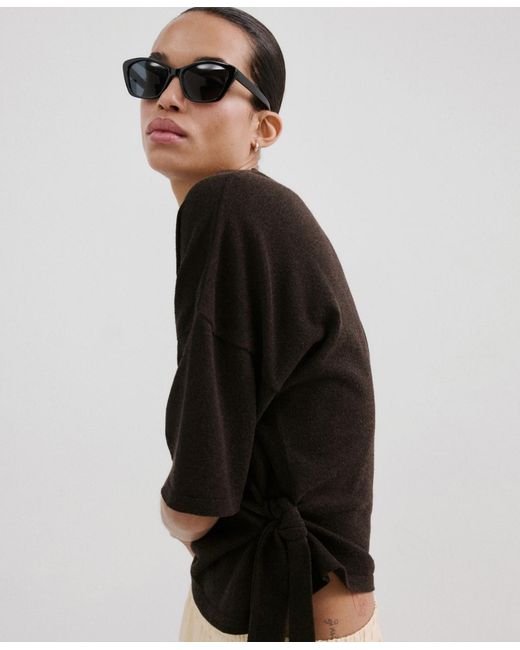 Mango Black Bow Knit Sweater