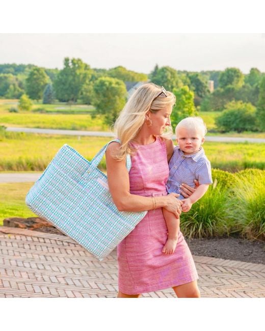 Evelyn & Kate Blue Patterned Quilted Tote Bag