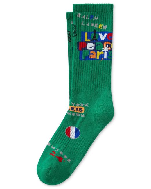Polo Ralph Lauren Green Love Peace Paris Crew Socks for men